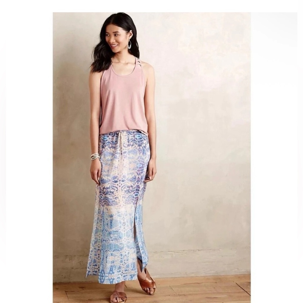 Anthropologie Maeve Waimea Silk Maxi Skirt Beach Boho Festival